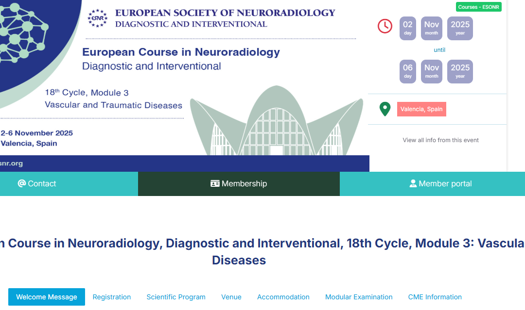 European Course in Neuroradiology, Diagnostic and Interventional, 18th Cycle, Module 3: Vascular Diseases